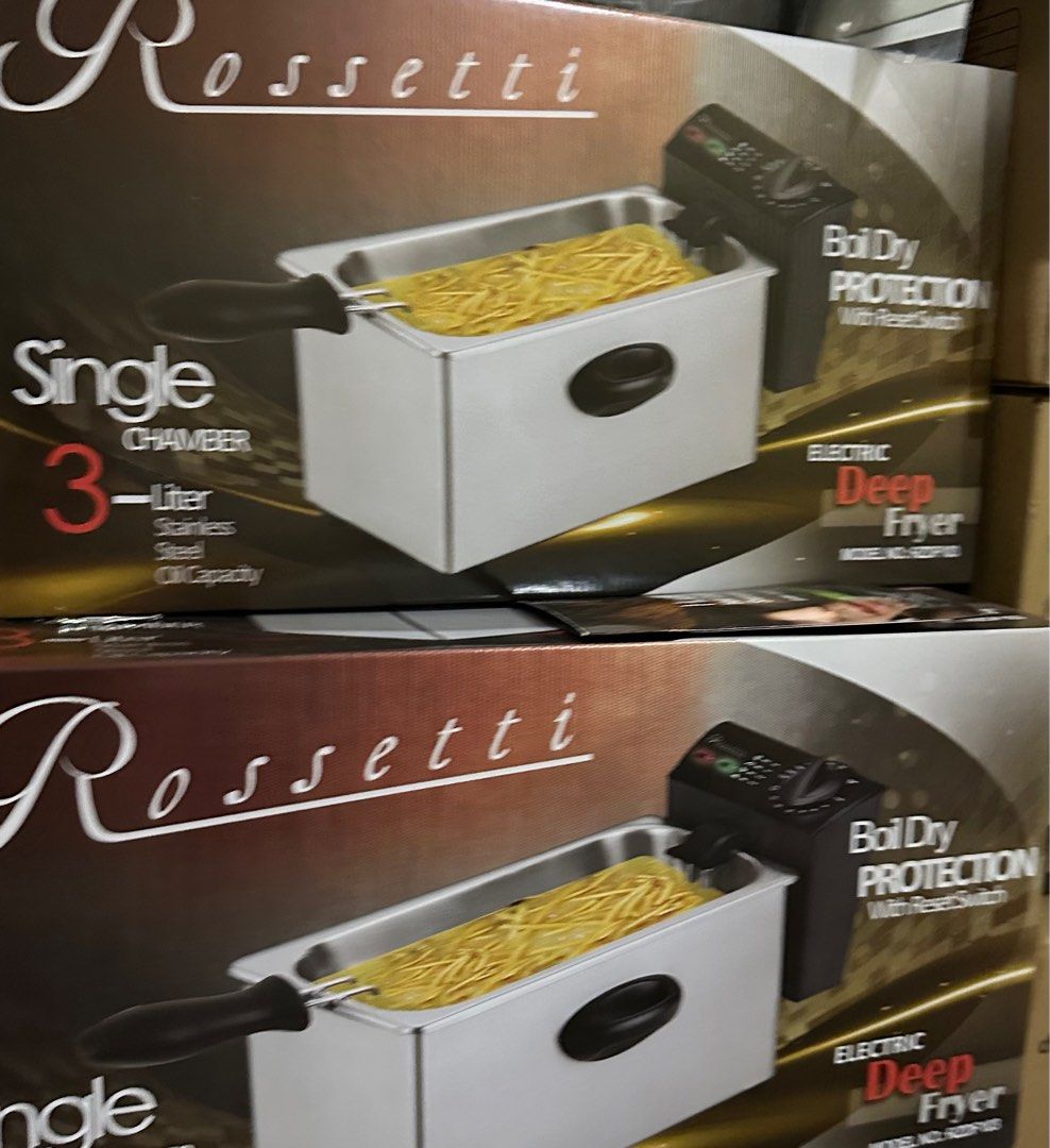 Rossetti Electric Deep Fryer DF 103 (Category: Other Kitchenware & Tableware) located in Paranaque City. Submitted by homebox.com (Listing ID 1231741895, Image 3). Description: PROMO UNTIL MAY 2026- BUY 1 and get 2nd item with a lower amount in the items for sale at 30%off. The Rossetti Electric Deep Fryer has a 3L food capacity; you can fry quantities in a hurry. Indicator lights let you know when the fryer is plugged in and the unit is already 