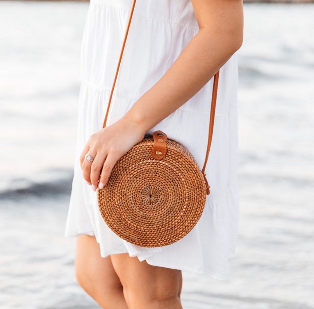 Rounded Rattan Bag