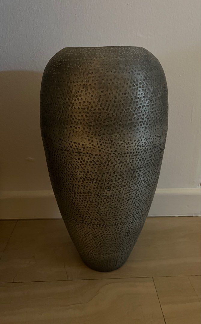 Rustic metal tall vase, Furniture & Home Living, Home Decor, Vases