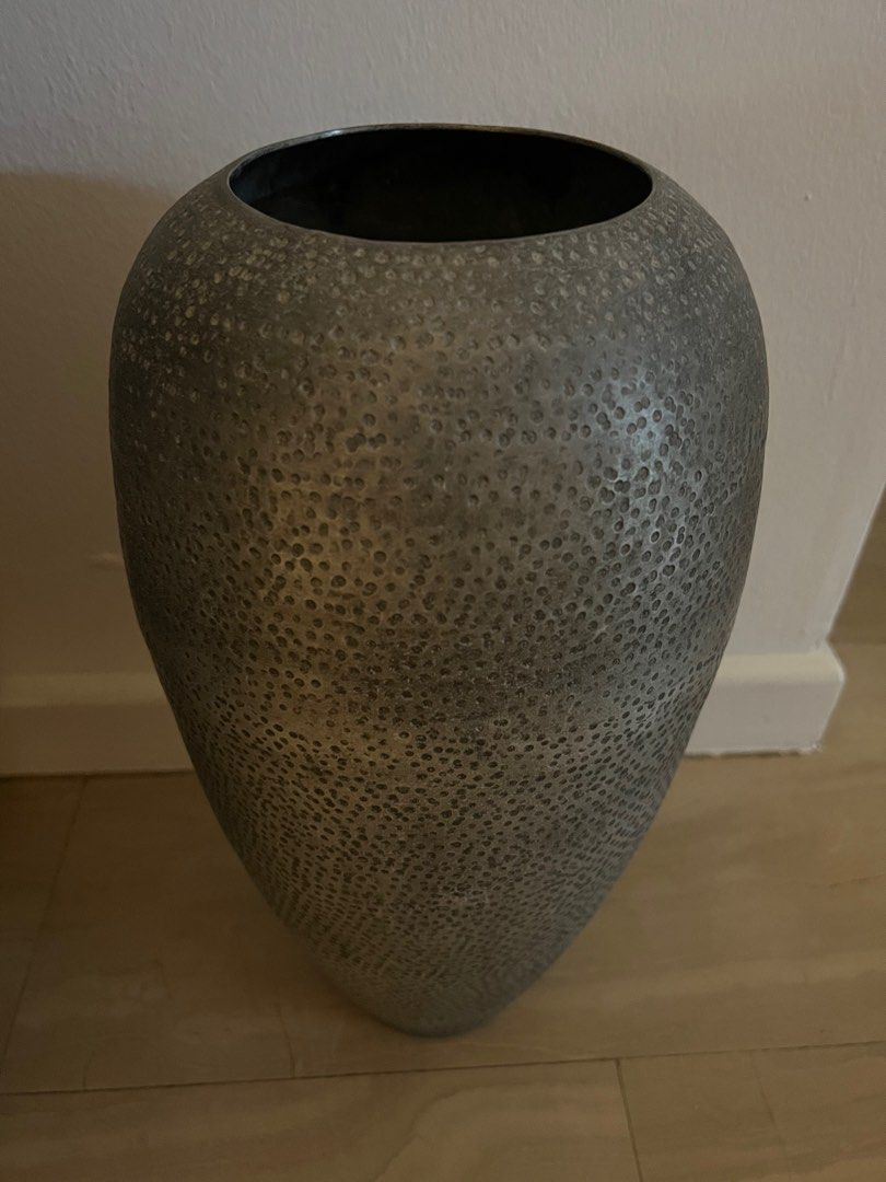 Rustic metal tall vase, Furniture & Home Living, Home Decor, Vases