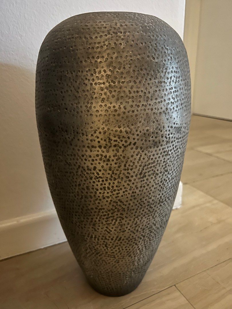 Rustic metal tall vase, Furniture & Home Living, Home Decor, Vases