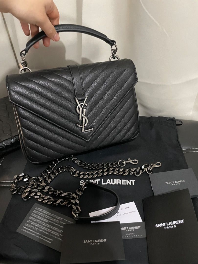 Black and silver ysl cheap bag
