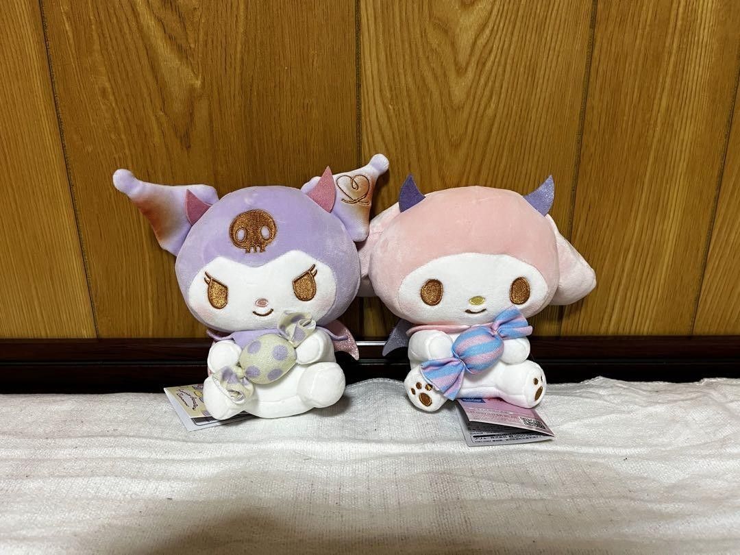Sanrio Marshmallow Kuromi and My Melody plush on Carousell