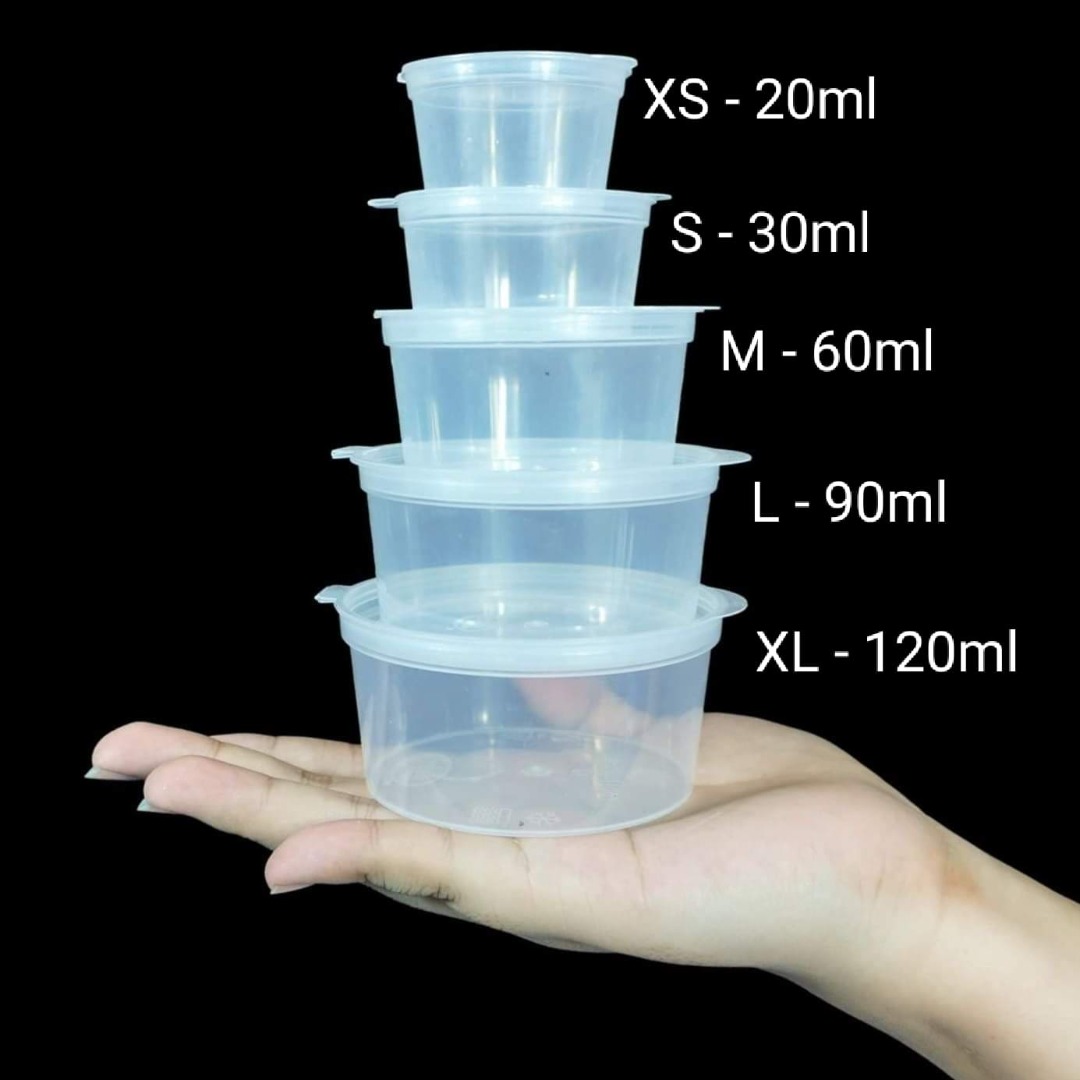 Sauce Cup with Hinged Lids 5pcs Plastic Takeout Sauce Cup Containers