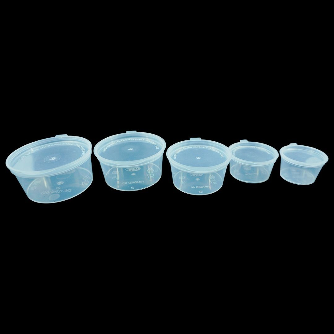 Sauce Cup with Hinged Lids 5pcs Plastic Takeout Sauce Cup Containers