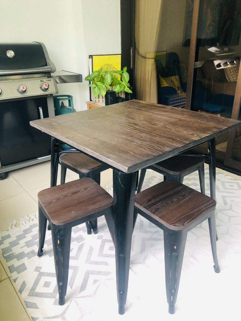 small wooden dining table and stool set, furniture & home living