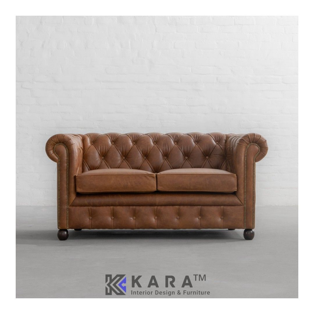 Sofa Tamu Chesterfield Kulit Set 3+2+1+1 Seater / Sofa Kantor / Sofa