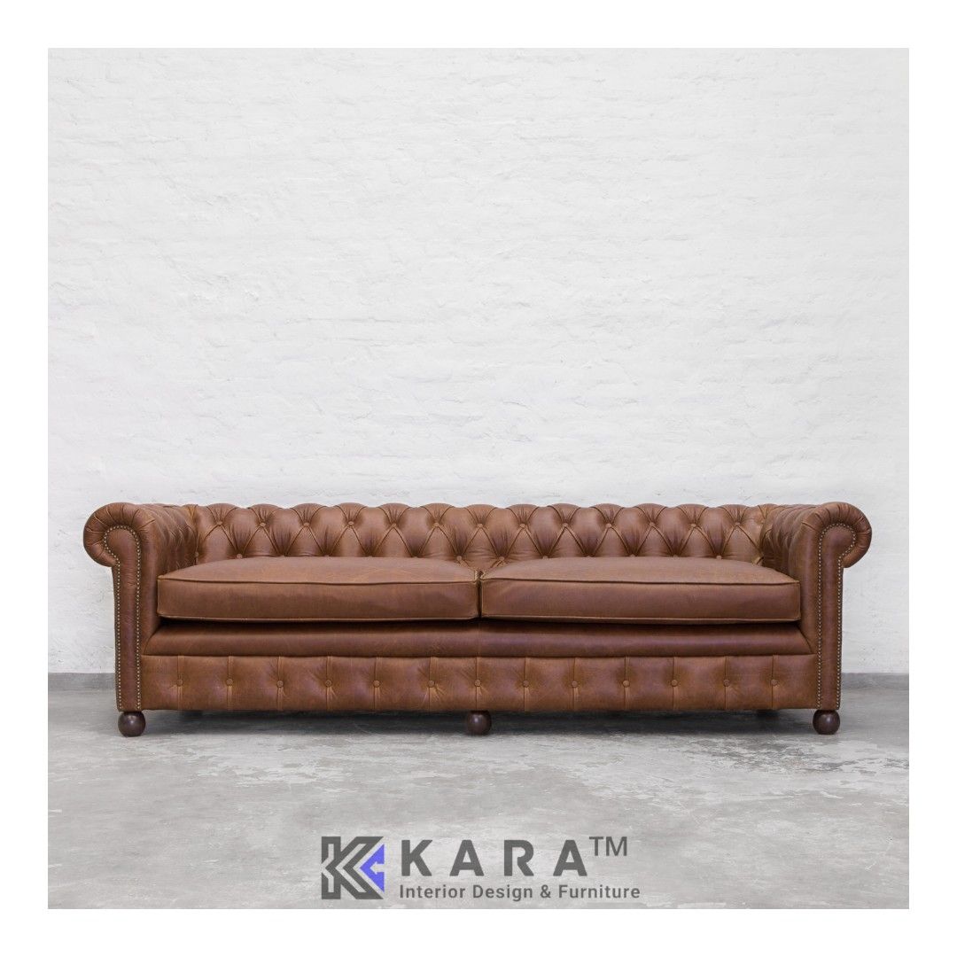 Sofa Tamu Chesterfield Kulit Set 3+2+1+1 Seater / Sofa Kantor / Sofa