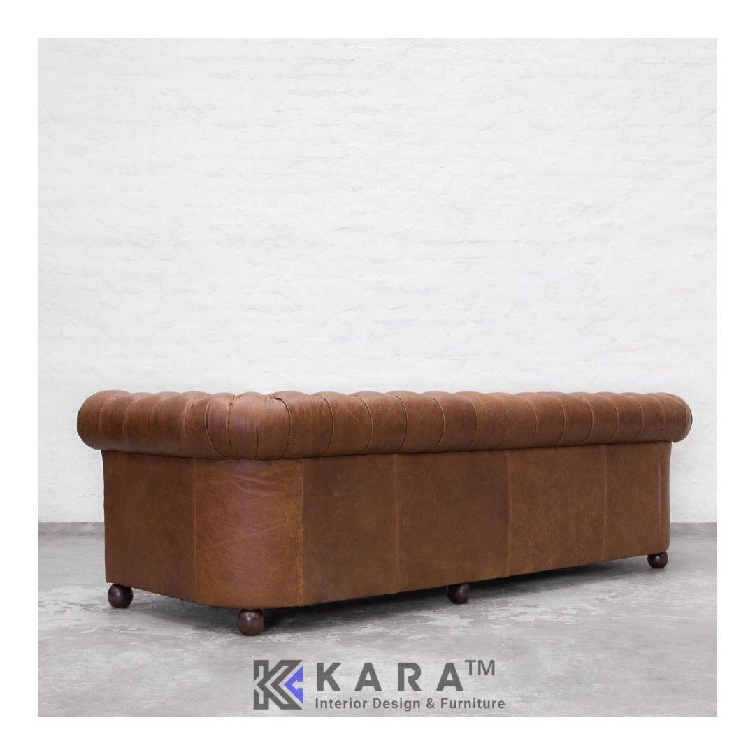 Sofa Tamu Chesterfield Kulit Set 3+2+1+1 Seater / Sofa Kantor / Sofa