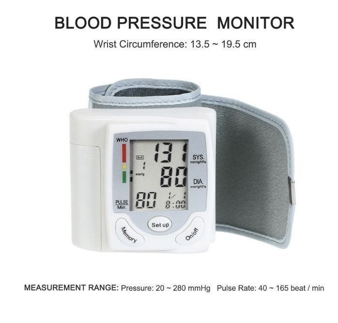 SUMATO LCD Display Wireless Blood Pressure Monitor Wrist Pulse Meter ...