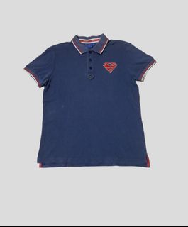 Superman DC Comic Poloshirt Navy Twintapped Original