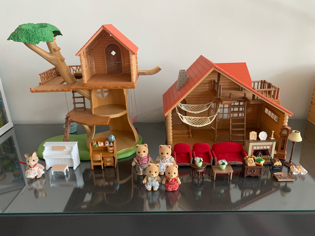Sylvanian families treehouse and log cabin gift set cheap