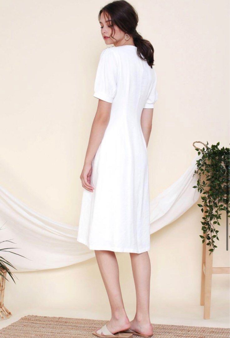 White linen outlet button down dress