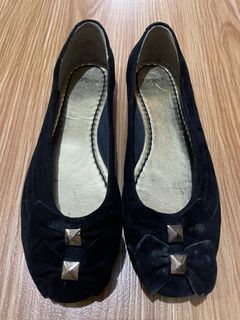 Topshop Black Velvet Flats Shoes