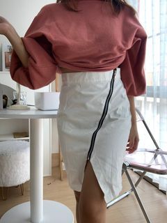 Two ways rok span putih (white skirt) seleting