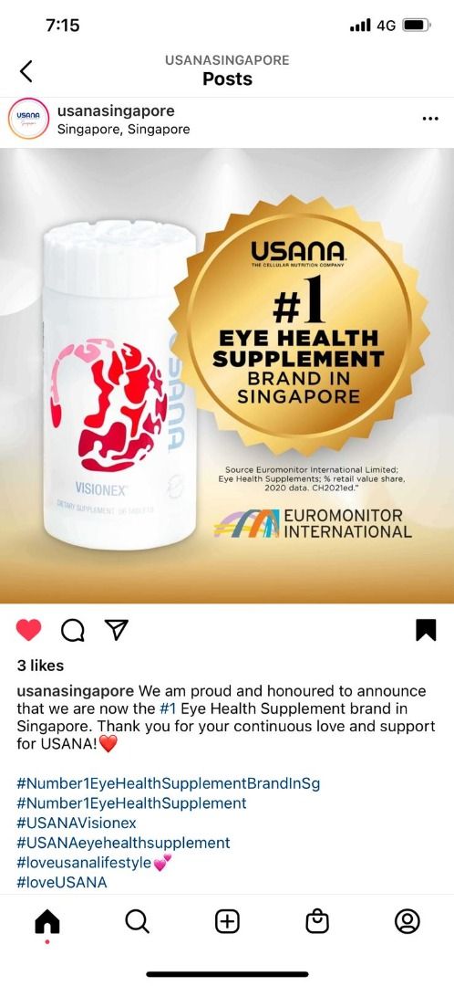 Usana Visionex DS (Eye supplement) OPTIMISERS #1 Eye Supplement Brand ...