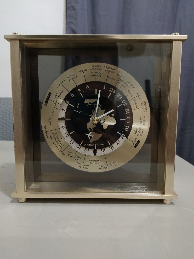 Vintage Seiko World Time Desk Clock Pure Brass 1980s (Working) on Carousell