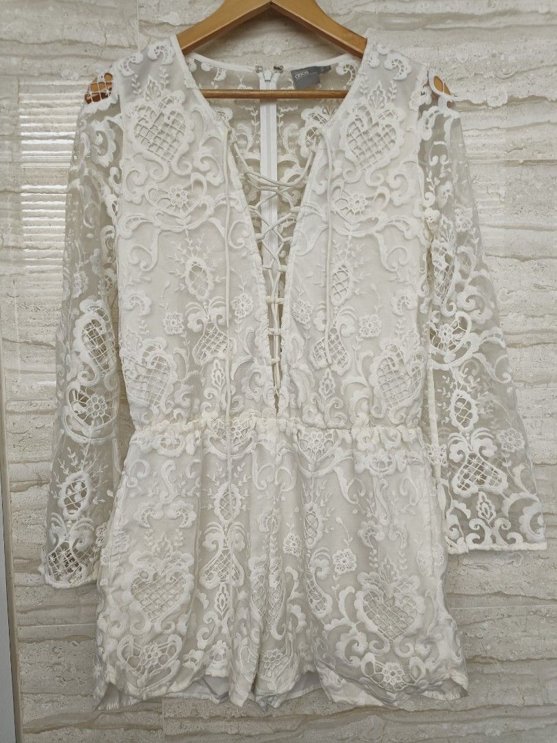White lace playsuit new arrivals long sleeve