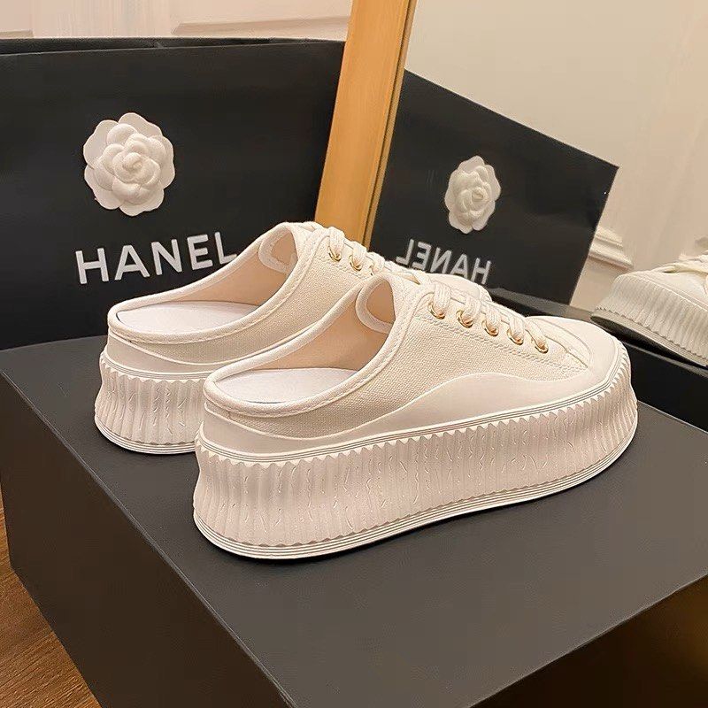 White platform slip on sneaker
