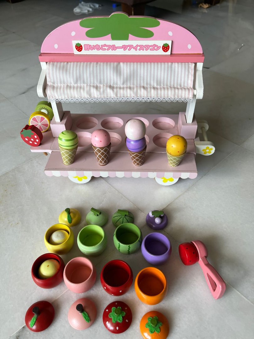 Wooden Ice Cream Cart Toy Set, Hobbies & Toys, Toys & Games on Carousell