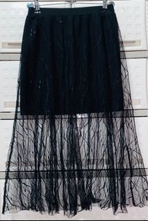 YISHION WOMEN TULLE SKIRT BLACK
