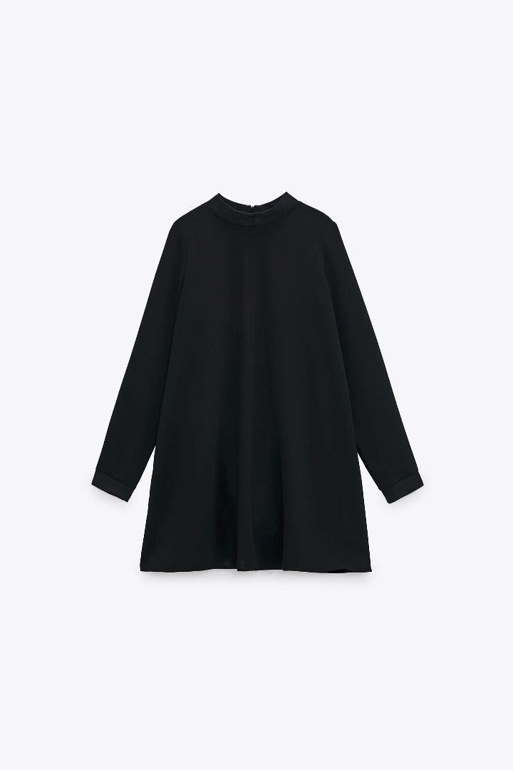 zara black long sleeve mini dress ZARA Black Velvet Mini Dress main image 1