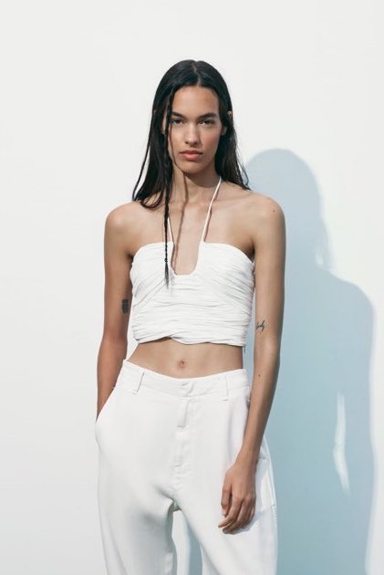 Zara Draped Halter Top in Oyster White, Women's Fashion, Tops, Sleeveless  on Carousell