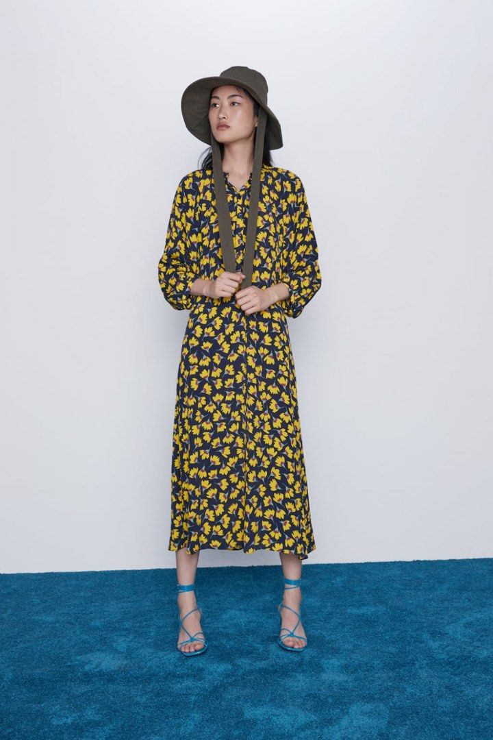 Zara blue top and yellow dress