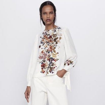 Zara floral blouse cheap