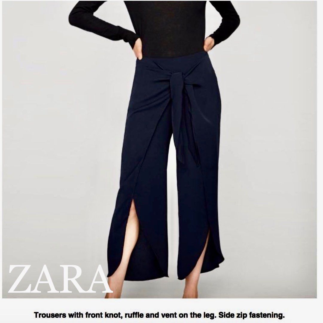 ZARA navy blue high waisted trouser pants slacks, Women's Fashion, Bottoms,  Other Bottoms on Carousell