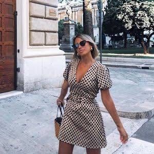 Zara polka dot dress yellow discount