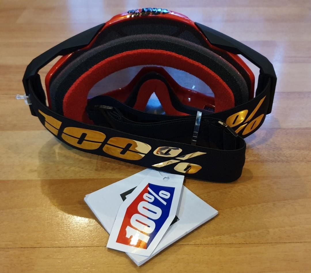 100 Racecraft Hot Rod Goggles Gold Mirror Lens Sports Equipment