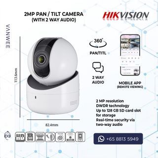 2MP WiFi Pan Tilt CCTV Security Camera and Installation Package for home / offices