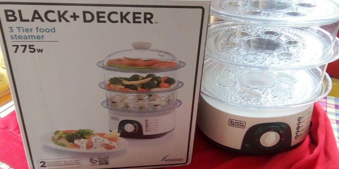Black & Decker 3 Tier Food Steamer, Hs6000-B5, White,10 Liters