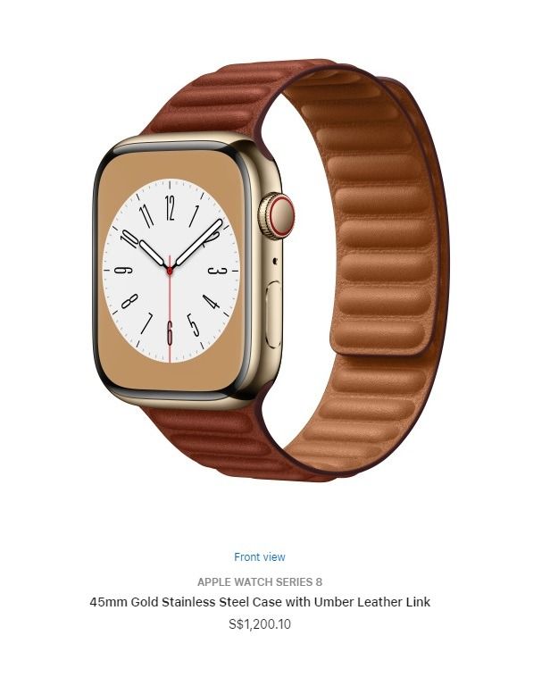 Gold stainless steel case with leather link sales