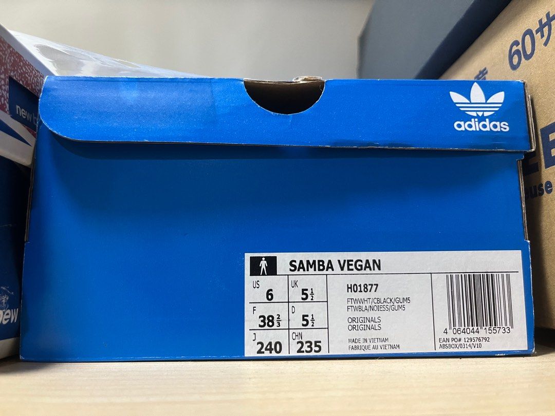 二手) adidas / SAMBA VEGAN 24cm 德訓鞋日系白灰森巴桑巴休閒板鞋