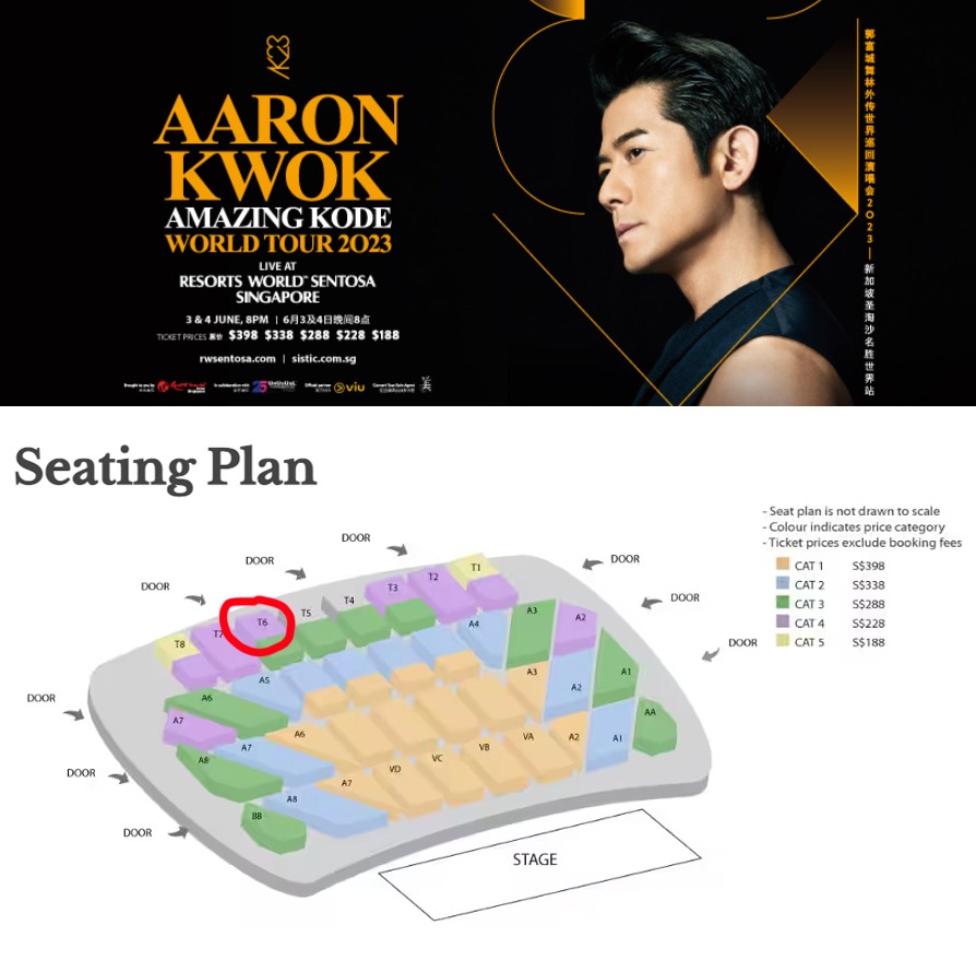 Aaron Kwok Concert Singapore 4th June Cat 4, Tickets & Vouchers, Event