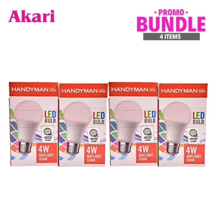 Akari Premiere LED Bulb 4 Watts Daylight - 4pc Pack (APLED3-4DL) (Category: Electrical, Adaptors & Sockets) located in Quezon City. Submitted by limanglass (Listing ID 1231803018, Image 1). Description: Description Akari LED Premiere Bulb 4 Watts - Daylight (APLED3-4DL) These Akari Premiere LEDs are adapted from the newest lighting technology (SMD LED) and designed for general lighting use. With up to 80% energy efficiency that offers brighter li