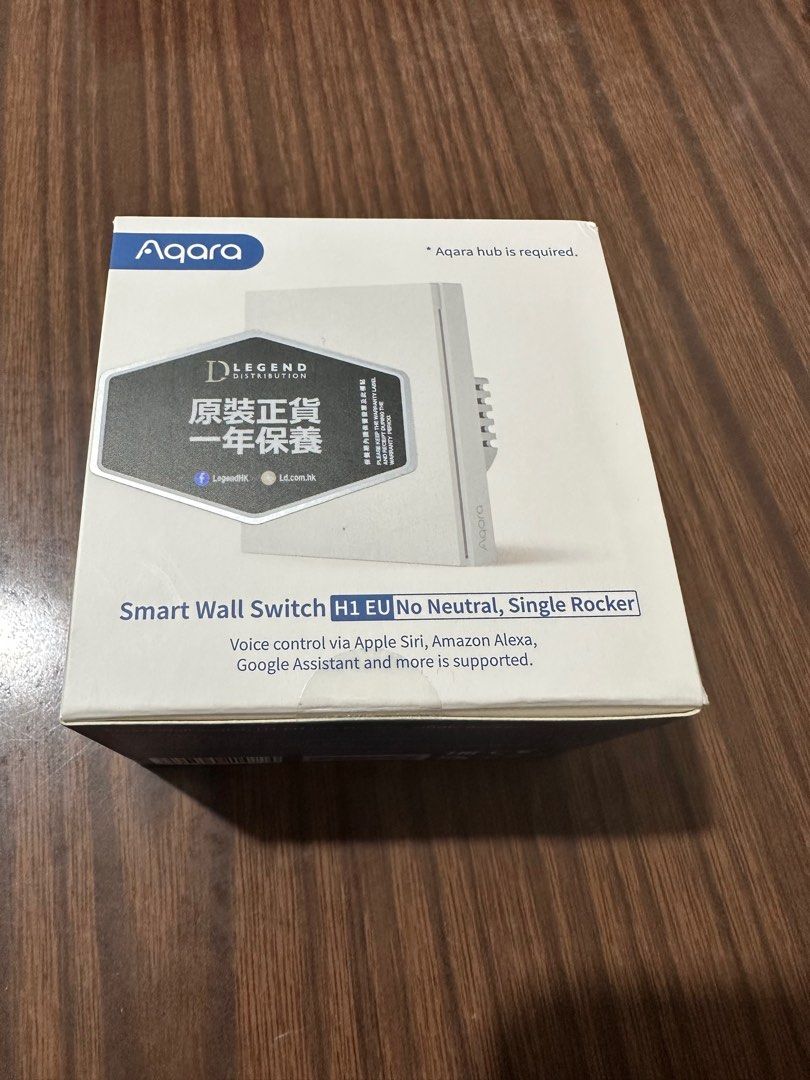 Aqara Smart Wall Switch H1 蘋果 HomeKit 智能牆壁開關 (單火線單鍵版) WS-EUK01 香港行貨, 家庭 ...