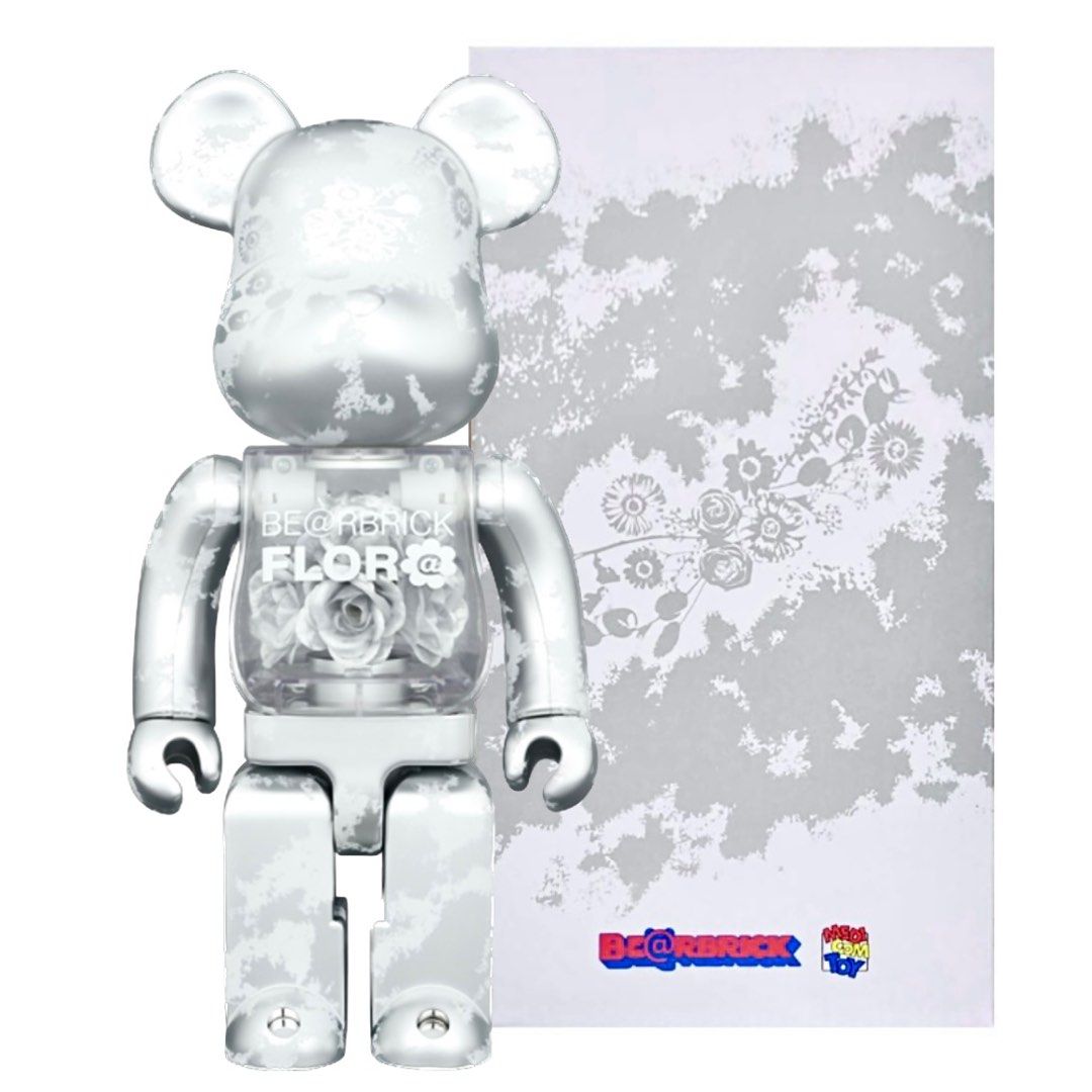 Bearbrick FLOR@ Silver 400%, 興趣及遊戲, 玩具& 遊戲類- Carousell