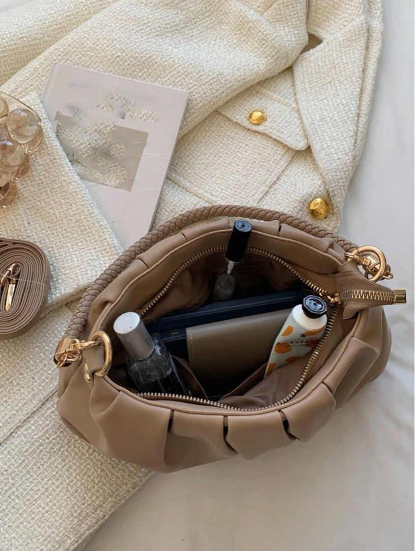 Beige ruched bag deals