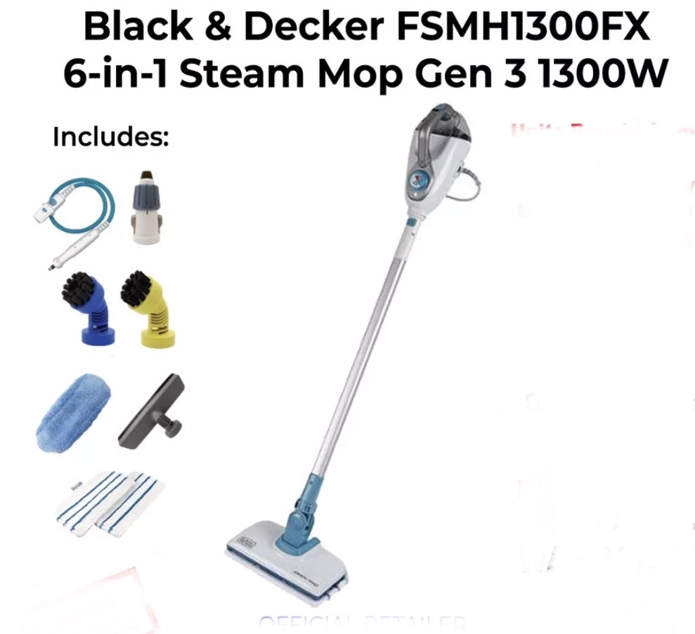 Steamer Mop 6 in 1 (Black & Decker Gen 3 steam mop), TV & Home