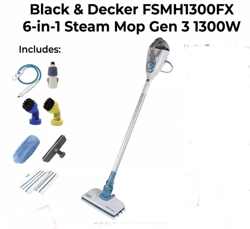 Steamer Mop 6 in 1 (Black & Decker Gen 3 steam mop), TV & Home