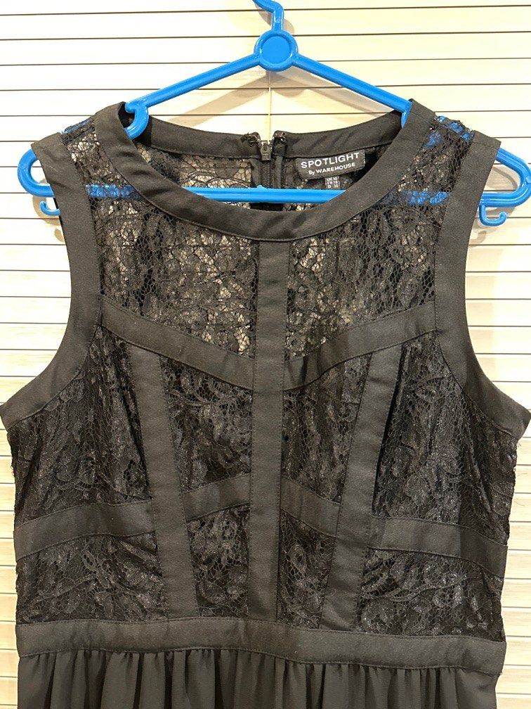 Warehouse Black lace midi dress