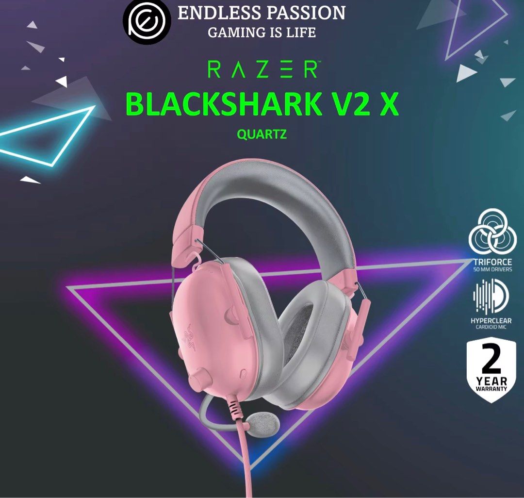 Pink Razer Backshark BNIB: Razer Blackshark V2 X Pink, Audio, Headphones & Headsets on Carousell