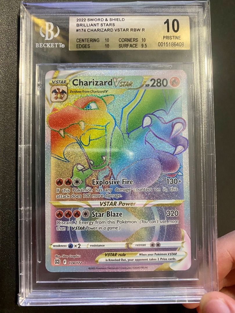 Brilliant Stars Rainbow Charizard VSTAR 174/172 BGS 10, Hobbies & Toys,  Toys & Games on Carousell
