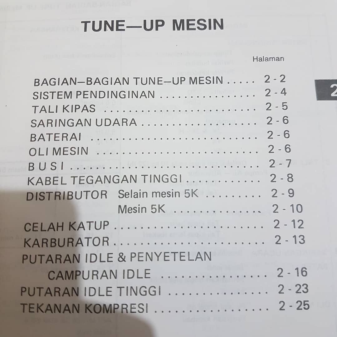 Buku original Reparasi service manual Toyota Mesin seri K Corolla
