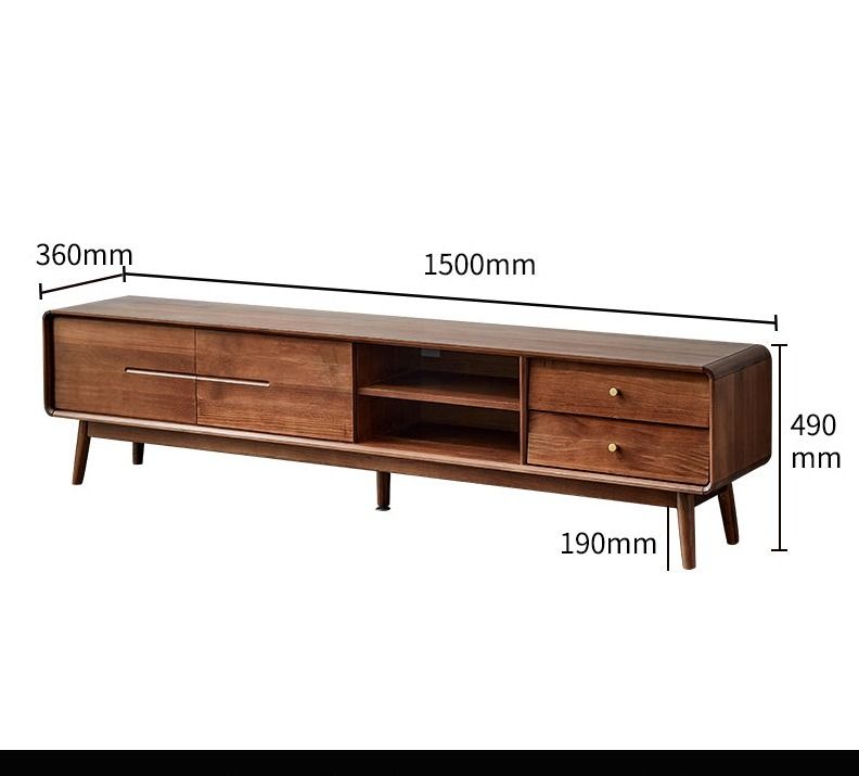 CARMEN TV Console Modern Minimalist Solid Wood Walnut, Natural