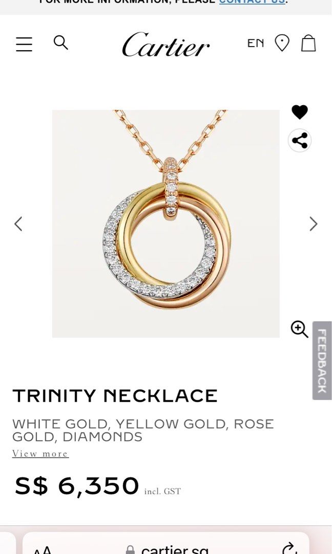 Cartier trinity clearance necklace diamond