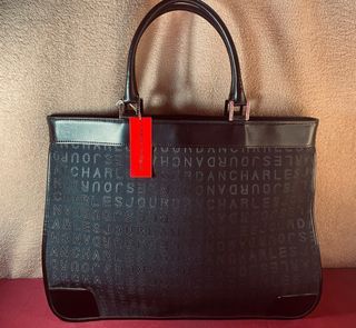 Charles Jourdan Paris Handbag Tote Bag In Leather and Hologrammed Neoprene